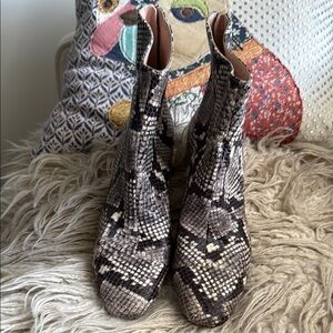 J. CREW Sadie Boots in Snake-embossed leather